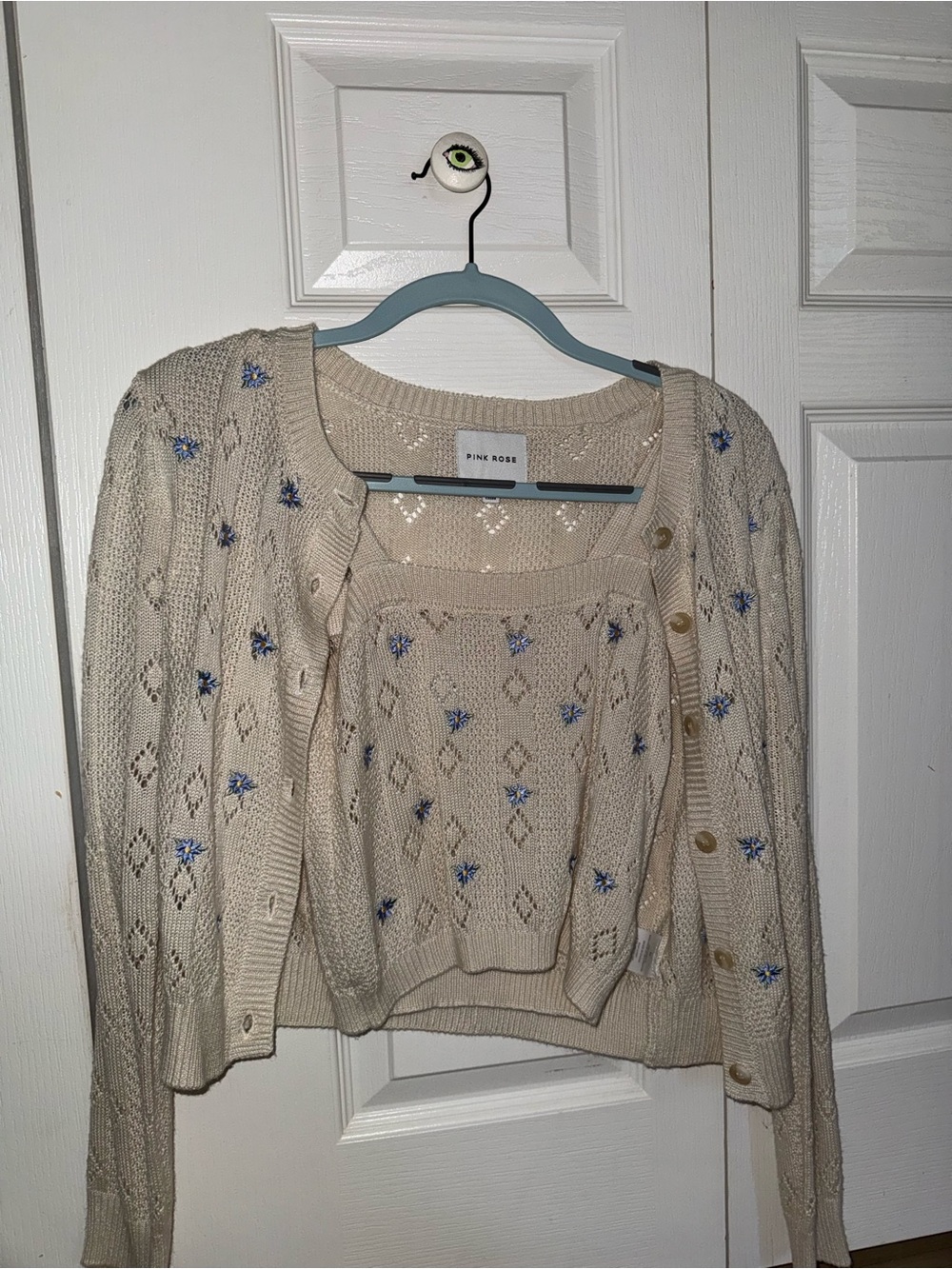 Pink Rose crop top and sweater set